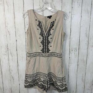 Ann Taylor LOFT Women's Embroidered‎ Romper Boho Sleeveless Summer Outfit Size 4